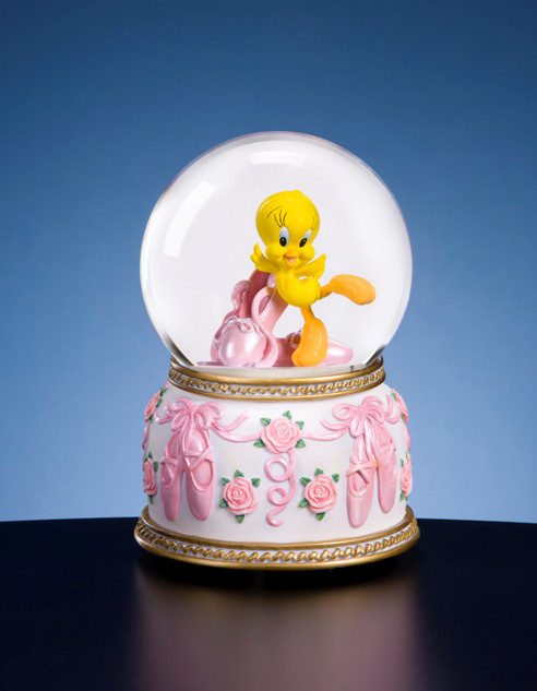 6" Animated Musical Tweety Bird Ballet Water Globe Glittering Snow Dome - IMAGE 1