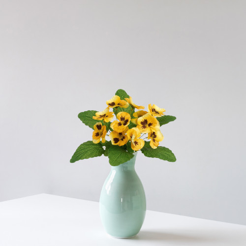 Artificial Pansy Floral Pick Spray - 11" - Yellow and Green - IMAGE 1