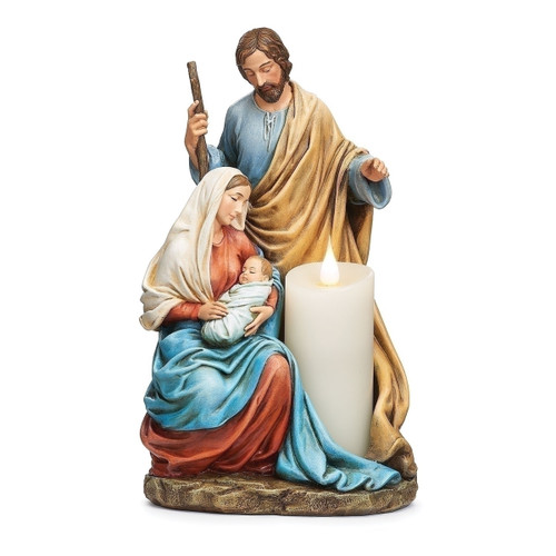 10" White and Blue Holy Family Christmas Tabletop Figurine - IMAGE 1