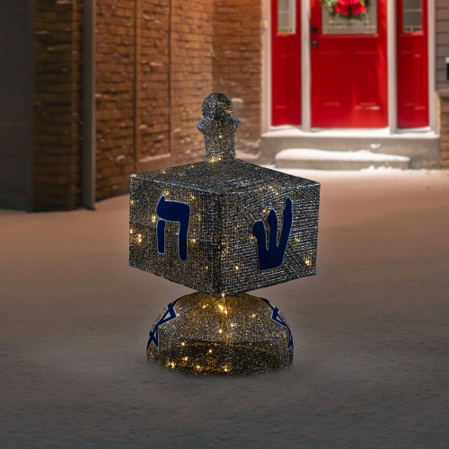 LED Lighted Hanukkah Dreidel Outdoor Decoration 37" Clear Lights