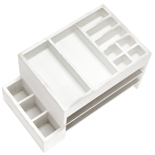 3-Tiered Desk Organizer with Storage Cubbies and Letter Tray - 15.5" - White - IMAGE 1