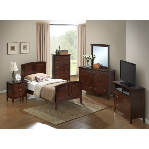 Curved Rail Twin Panel Bed - 77" - Brown - IMAGE 1