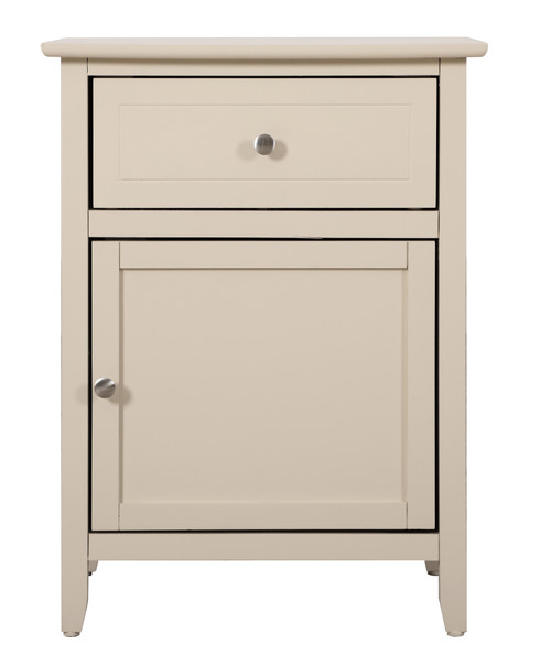 Wooden Nightstand with Drawer and Door - 25" - Beige - IMAGE 1