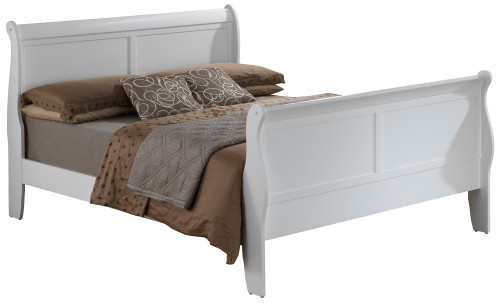King Sleigh Wooden Bed with High Footboard - 90" - White - IMAGE 1
