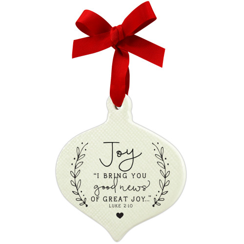 Doodle Joy Hanging Christmas Ornament - 4" - White and Red - IMAGE 1