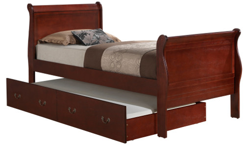 Wooden Twin Platform Bed with Trundle - 87" - Brown - IMAGE 1