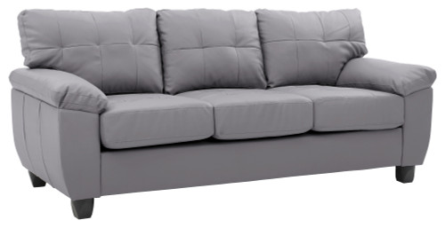 Flared Arm Faux Leather Tufted Straight Sofa - 78" - Gray - IMAGE 1