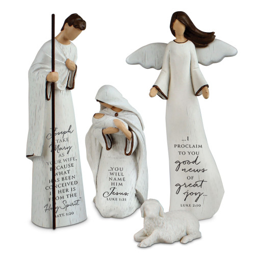 4-Piece Savior Is Born Holy Family Christmas Nativity Set - 7.25" - Cream and Black - IMAGE 1