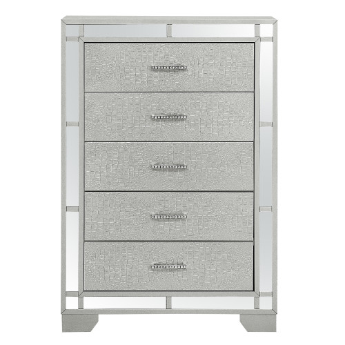 5-Drawer Wooden Bedroom Chest - 49" - Silver Champagne - IMAGE 1