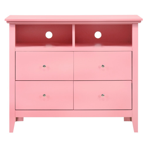 4-Drawer Wooden TV Media Chest - 42" - Pink - IMAGE 1