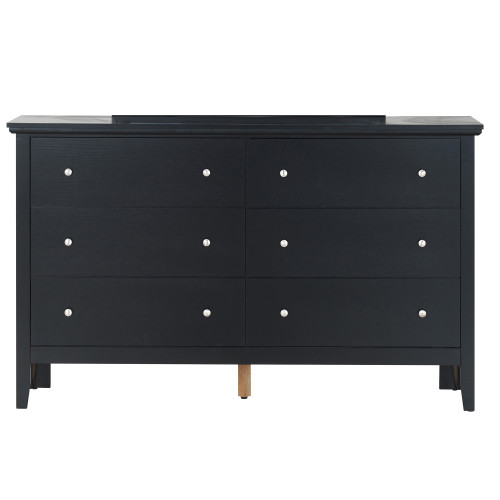 6-Drawer Wooden Bedroom Dresser - 59" - Black - IMAGE 1