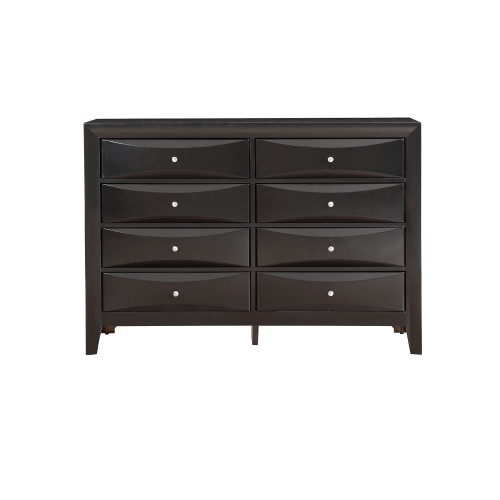 8-Drawer Wooden Beveled Bedroom Chest - 59" - Black - IMAGE 1