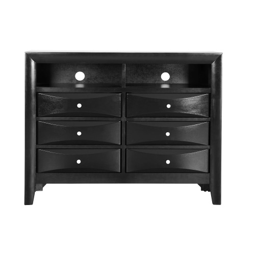 6-Drawer Wooden TV Media Chest - 47" - Black - IMAGE 1