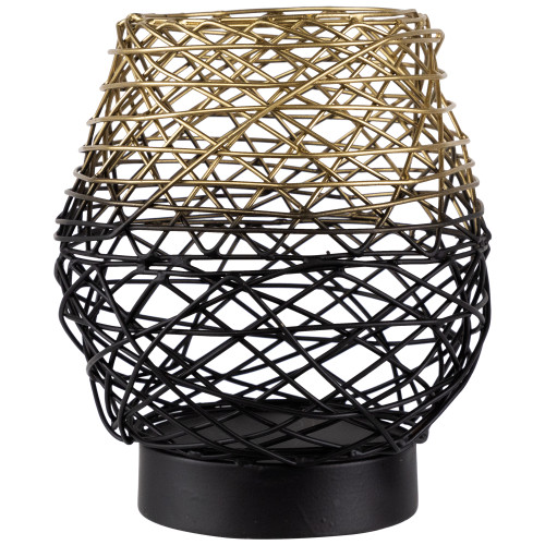 Small Woven Ombre Iron Votive Candle Holder - 6.25" - Black and Gold - IMAGE 1