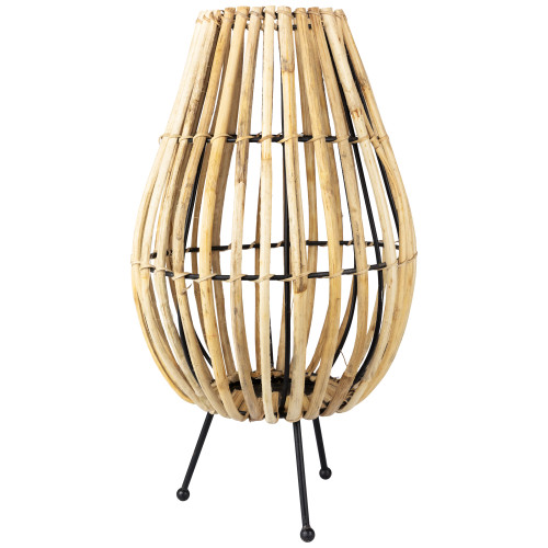 Rattan and Iron Pillar Candle Holder - 17" - Natural Rattan - IMAGE 1