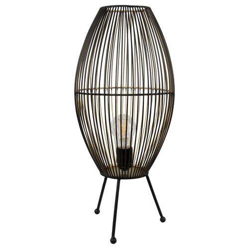 Oval Cage-Style Iron Table Lamp - 20" - Black and Gold - IMAGE 1