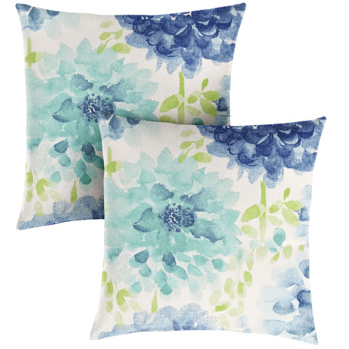 Gardenia Seaglass Corded Outdoor Pillows - 24" - Blue and Green - Set of 2 - IMAGE 1