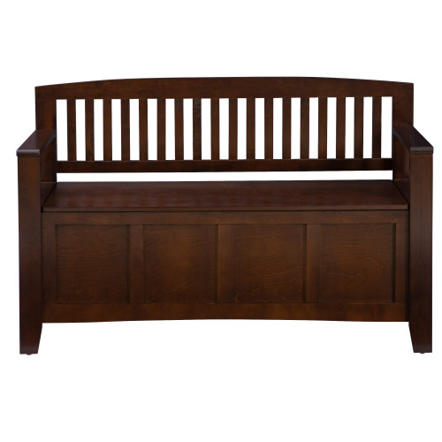 Slatted Back Storage Bench - 50" - Walnut Brown - IMAGE 1
