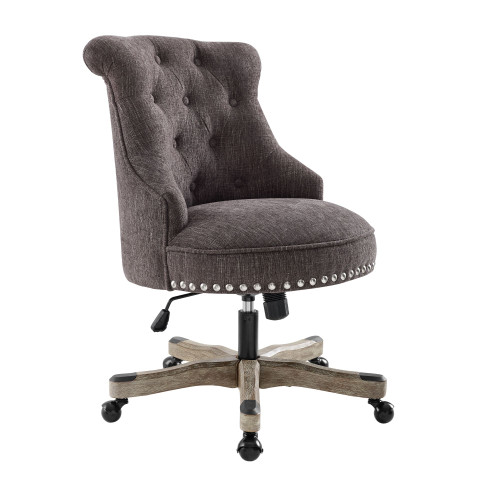 Tufted Plush Office Chair - 39.75" - Charcoal Gray and Brown - IMAGE 1