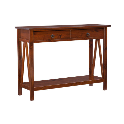 Console Table with Two Drawers - 22.25" - Antique Tobacco Brown - IMAGE 1