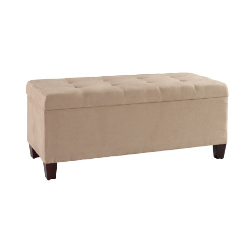 Upholstered Shoe Storage Ottoman - 48" - Beige - IMAGE 1