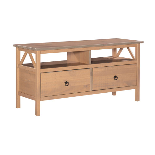 TV Stand With Open Shelves and Drawers - 44" - Brown - IMAGE 1