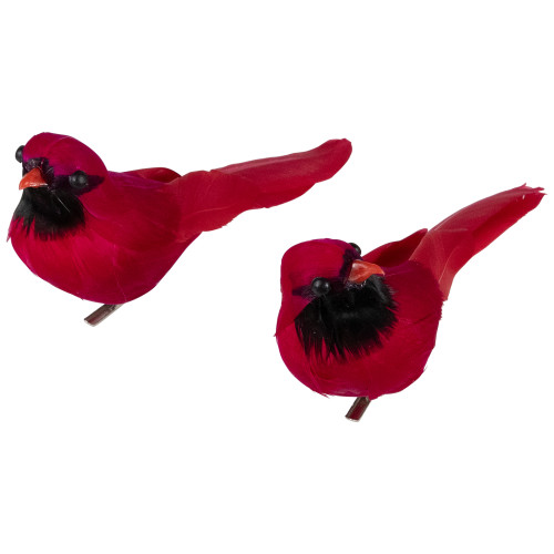 Cardinal Birds Clip-On Christmas Ornaments - 6" - Red - Set of 2 - IMAGE 1