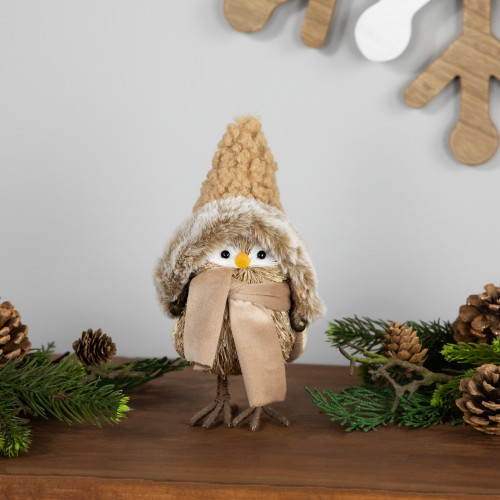 Woodland Bird in Winter Hat Christmas Figurine - 8" - IMAGE 1