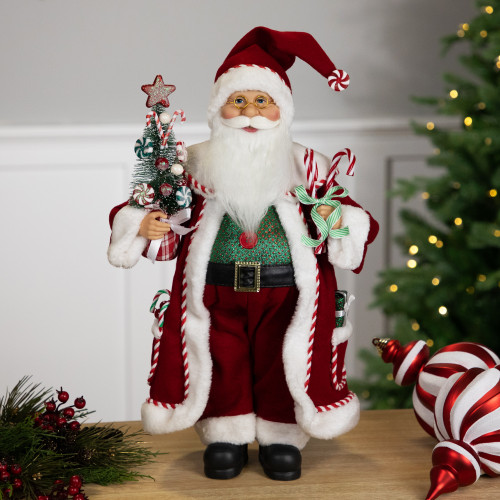 Candy Cane Santa Claus Christmas Figure - 18" - Red and White - IMAGE 1