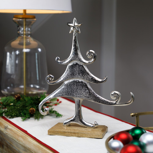 Swirling Metal Tree Christmas Decoration - 13.5" - IMAGE 1