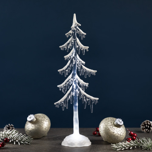 LED Lighted Acrylic Icicle Tree Christmas Decoration - 14" - IMAGE 1