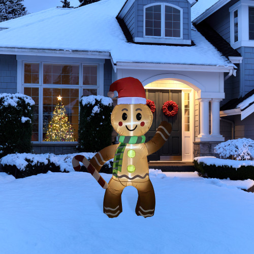 Lighted Inflatable Gingerbread Man Outdoor Christmas Decoration - 5' - IMAGE 1