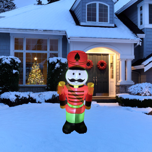 LED Lighted Inflatable Soldier Nutcracker Outdoor Christmas Decoration - 4.25' - IMAGE 1