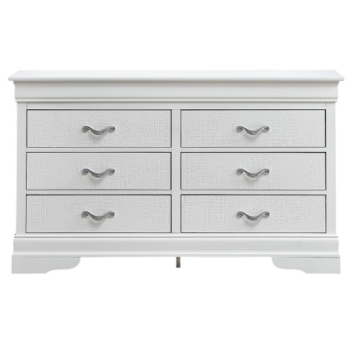 6-Drawer Wooden Bedroom Chest - 59" - Silver - IMAGE 1