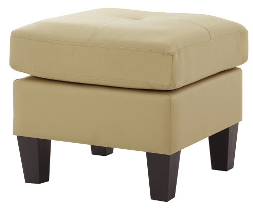 Faux Leather Upholstered Tufted Ottoman - 23" - Beige - IMAGE 1