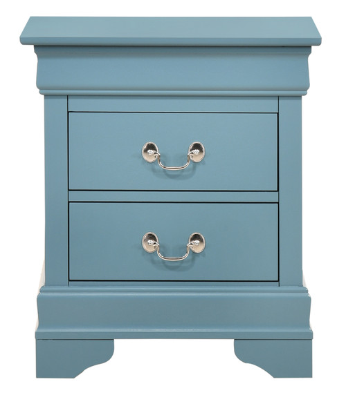 Solid Wooden Nightstand with Two Drawers - 24" - Blue - IMAGE 1