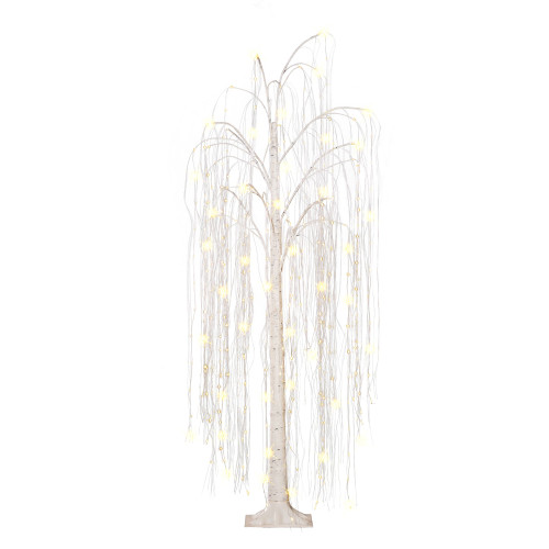 Pre-lit Artificial Christmas Willow Tree - 6’ - Warm White LED Lights - IMAGE 1