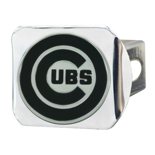 MLB Chicago Cubs Chrome Automobile Hitch Cover - 4" - Silver and Black - IMAGE 1