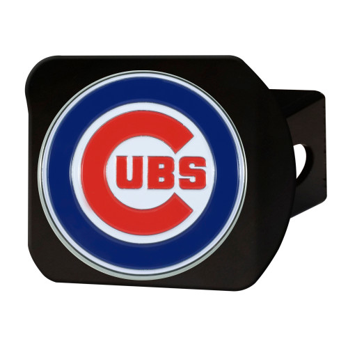 MLB Chicago Cubs Chrome Automobile Hitch Cover - 4" - Black and Blue - IMAGE 1
