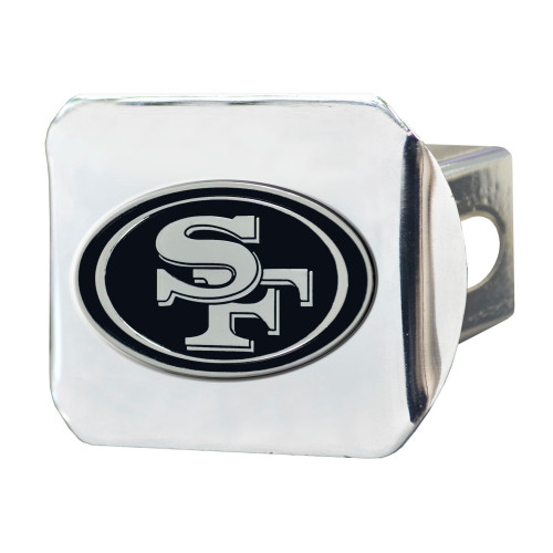 NFL San Francisco 49ers Chrome Automobile Hitch Cover - 4” - Silver and Black - IMAGE 1