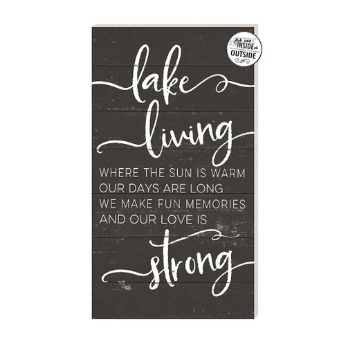 Lake Living Strong Outdoor Wall Sign - 20" - Black and White - IMAGE 1