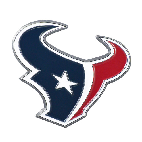 NFL Houston Texans Chrome Emblem Exterior Auto Accessory - 3" - Blue and Red - IMAGE 1
