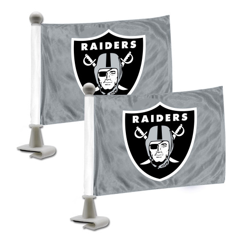 NFL Las Vegas Raiders Ambassador Car Flags - 6" x 4" - Gray and Black - Set of 2 - IMAGE 1