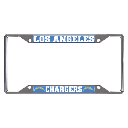 NFL Los Angeles Chargers Automotive Metal License Plate Frame - 12.25” - Blue and Silver - IMAGE 1