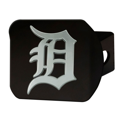 MLB Detroit Tigers Automobile Hitch Cover - 4” - Black and Silver - IMAGE 1