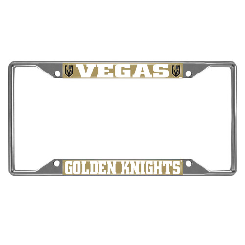 NHL Vegas Golden Knights Automotive Metal License Plate Frame - 12.25” - Silver and Gold - IMAGE 1
