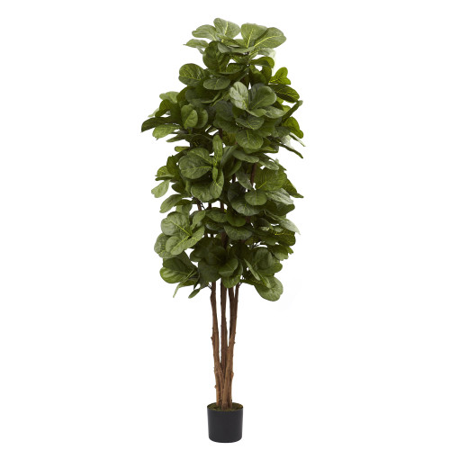 Potted Artificial Fiddle Leaf Fig Tree in Black Pot - 6' - IMAGE 1