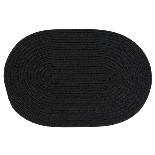 Handcrafted Reversible Textured Oval Door Mat - 18" x 30" - Black - IMAGE 1