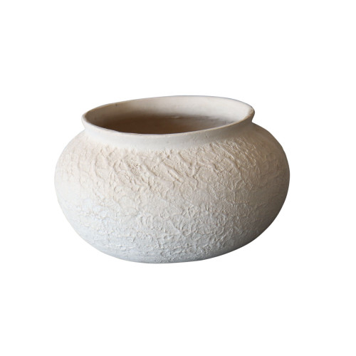 Round Paper Mache Pot - 11" - White - IMAGE 1