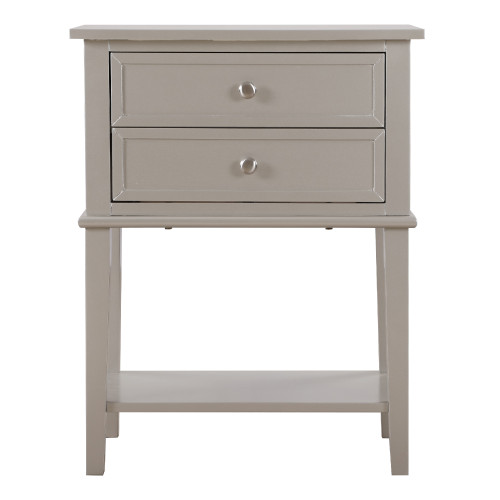 Solid Wooden Nightstand Accent Table with 2-Drawers - 28" - Silver - IMAGE 1